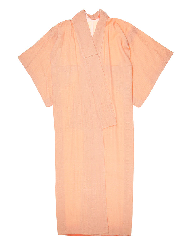 Vintage Orange And White Patterned Silk Kimono - L / XL