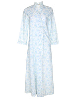1960s style blue and white floral pattern dressing gown - XXS