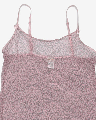 Leopard Print Pink Slip Night Dress - L