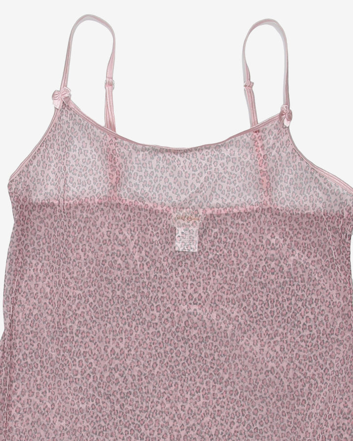 Leopard Print Pink Slip Night Dress - L