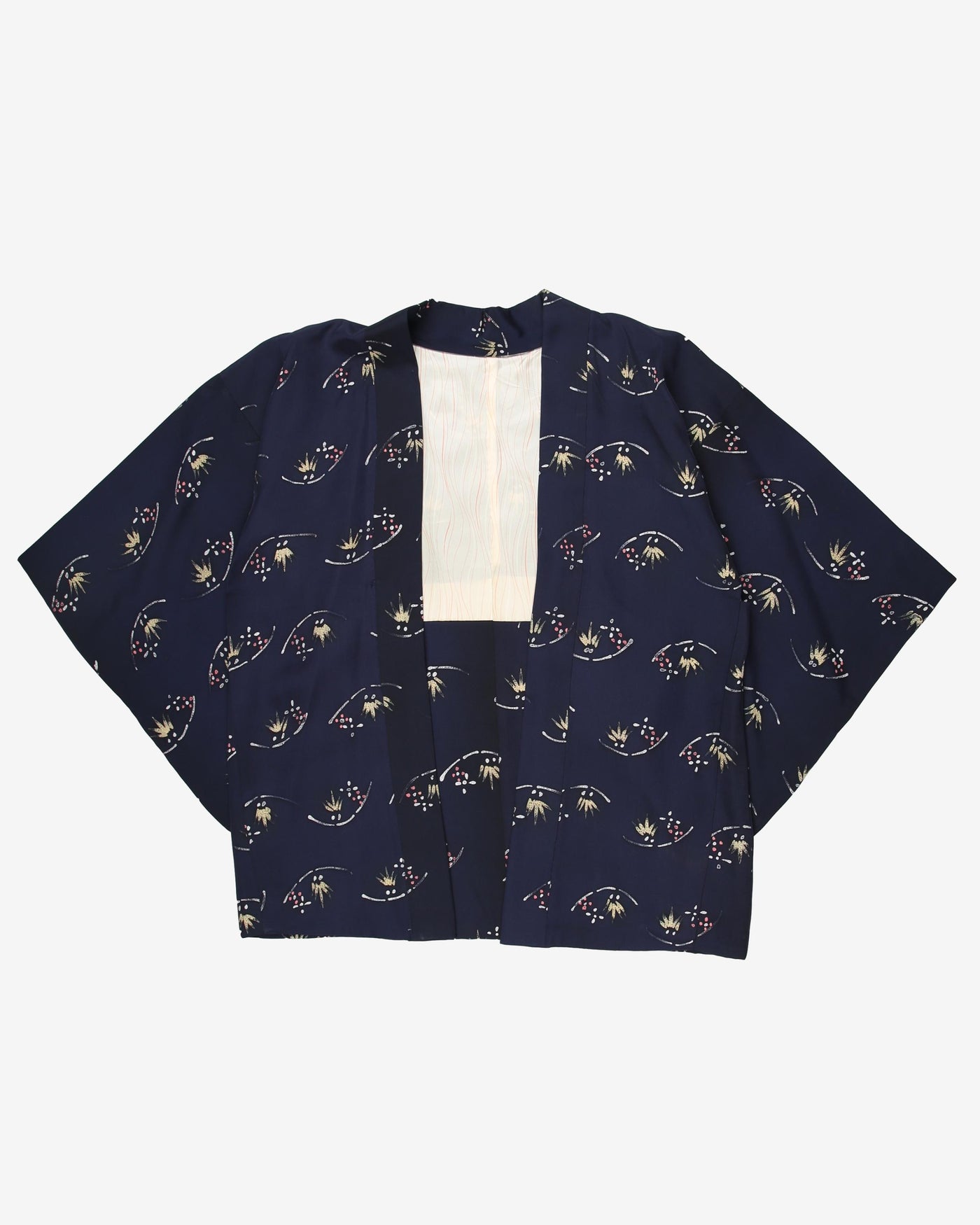 1950's navy with atomic print haori kimono - S