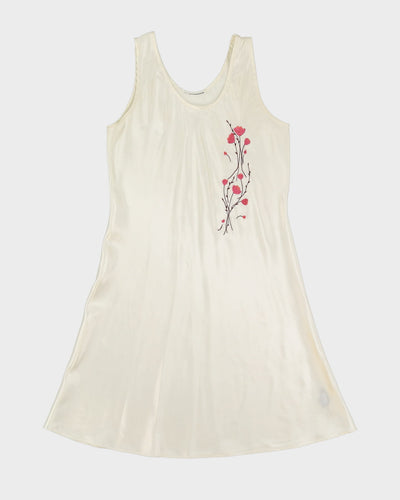 Beige floral embroidered slip dress - M