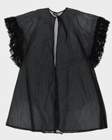 Vintage 1960s Black Kaftan Style Dressing Gown - L / XL