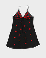 Black With Red Embroidery Slip Dress - S