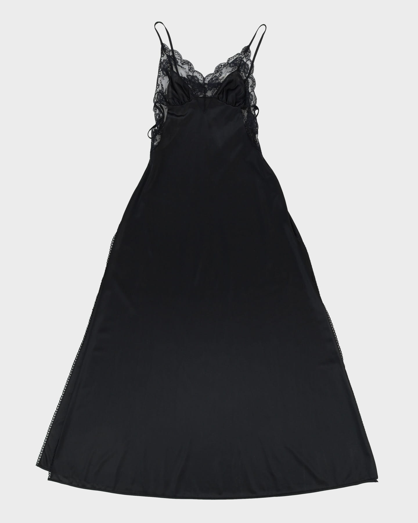 Vintage 1980s Black With Lace Slip Dress - XXS