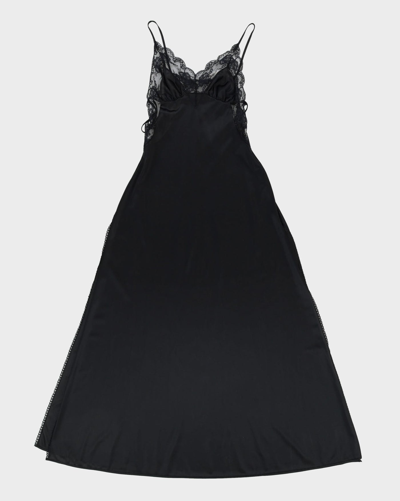 Vintage 1980s Black With Lace Slip Dress - XXS