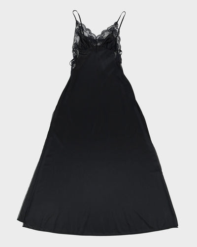 Vintage 1980s Black With Lace Slip Dress - XXS