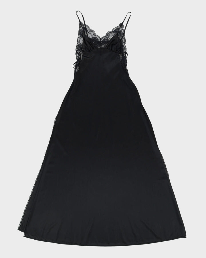 Vintage 1980s Black With Lace Slip Dress - XXS