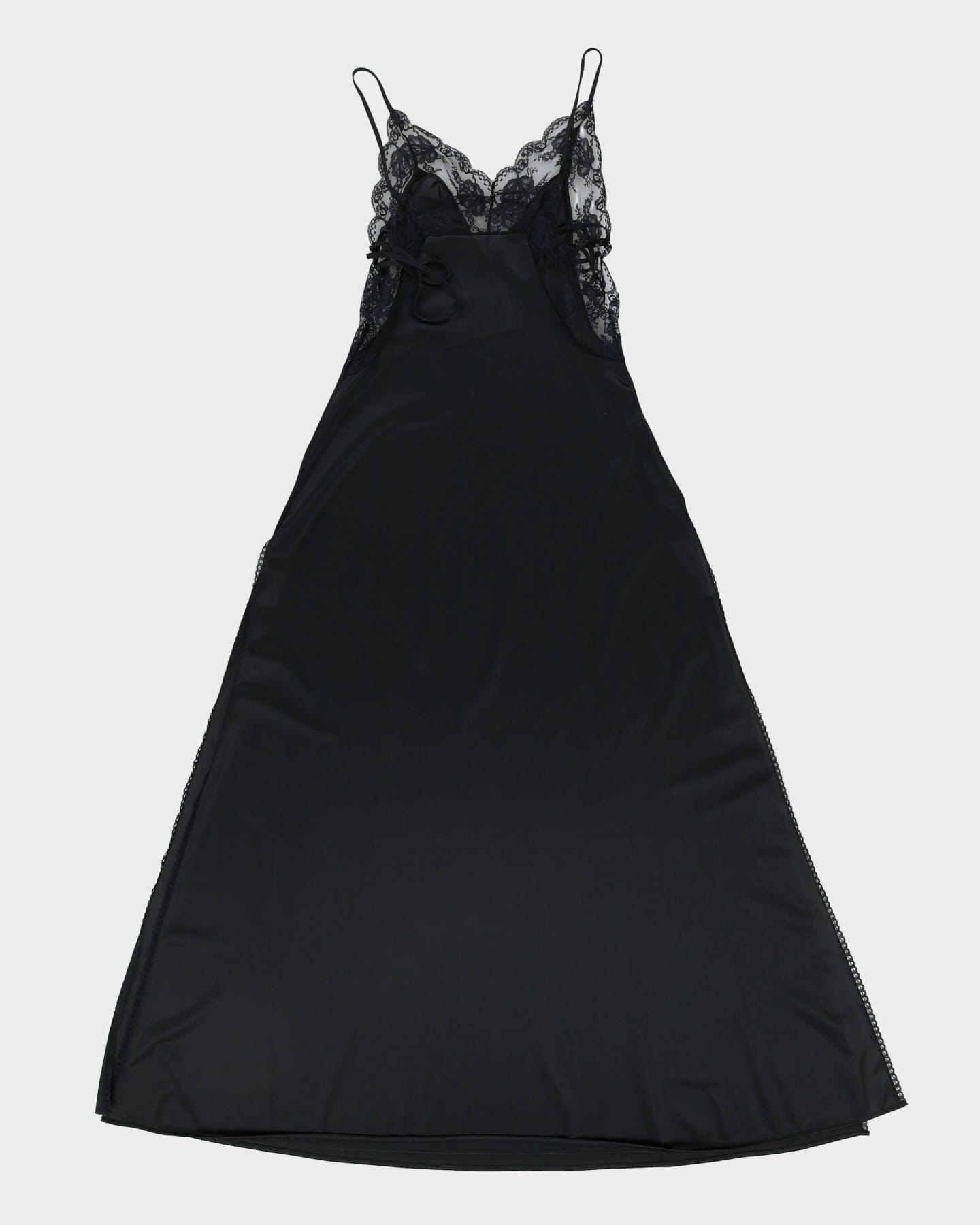 Vintage 1980s Black With Lace Slip Dress - XXS