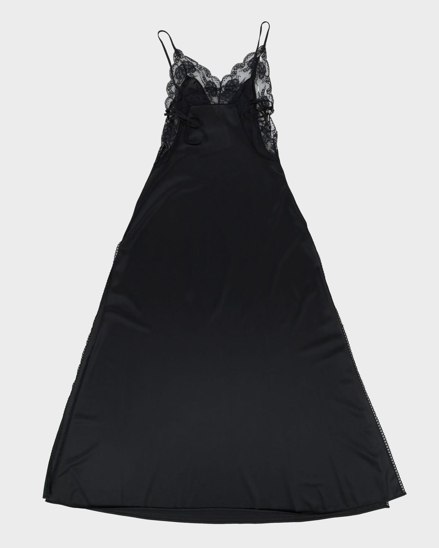 Vintage 1980s Black With Lace Slip Dress - XXS