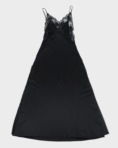 Vintage 1980s Black With Lace Slip Dress - XXS