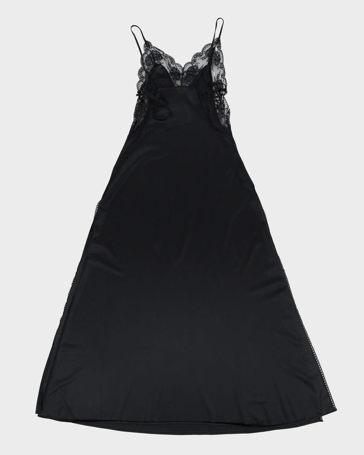 Vintage 1980s Black With Lace Slip Dress - XXS