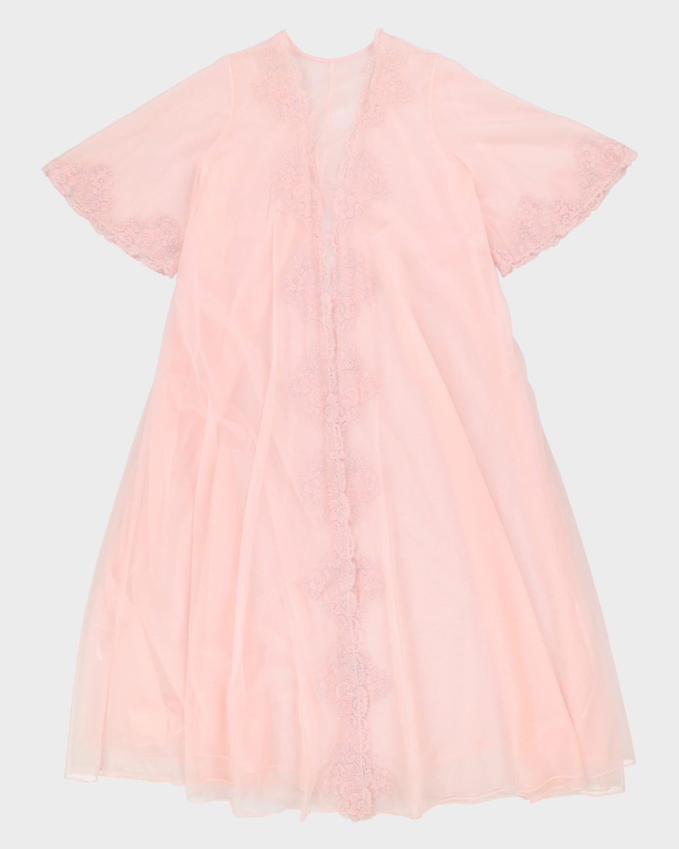 Vintage 1970s Pink Peignoir Dressing Gown - M / L