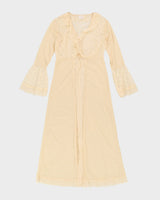 Vintage 1970s Beige Peignoir Dressing Gown - S