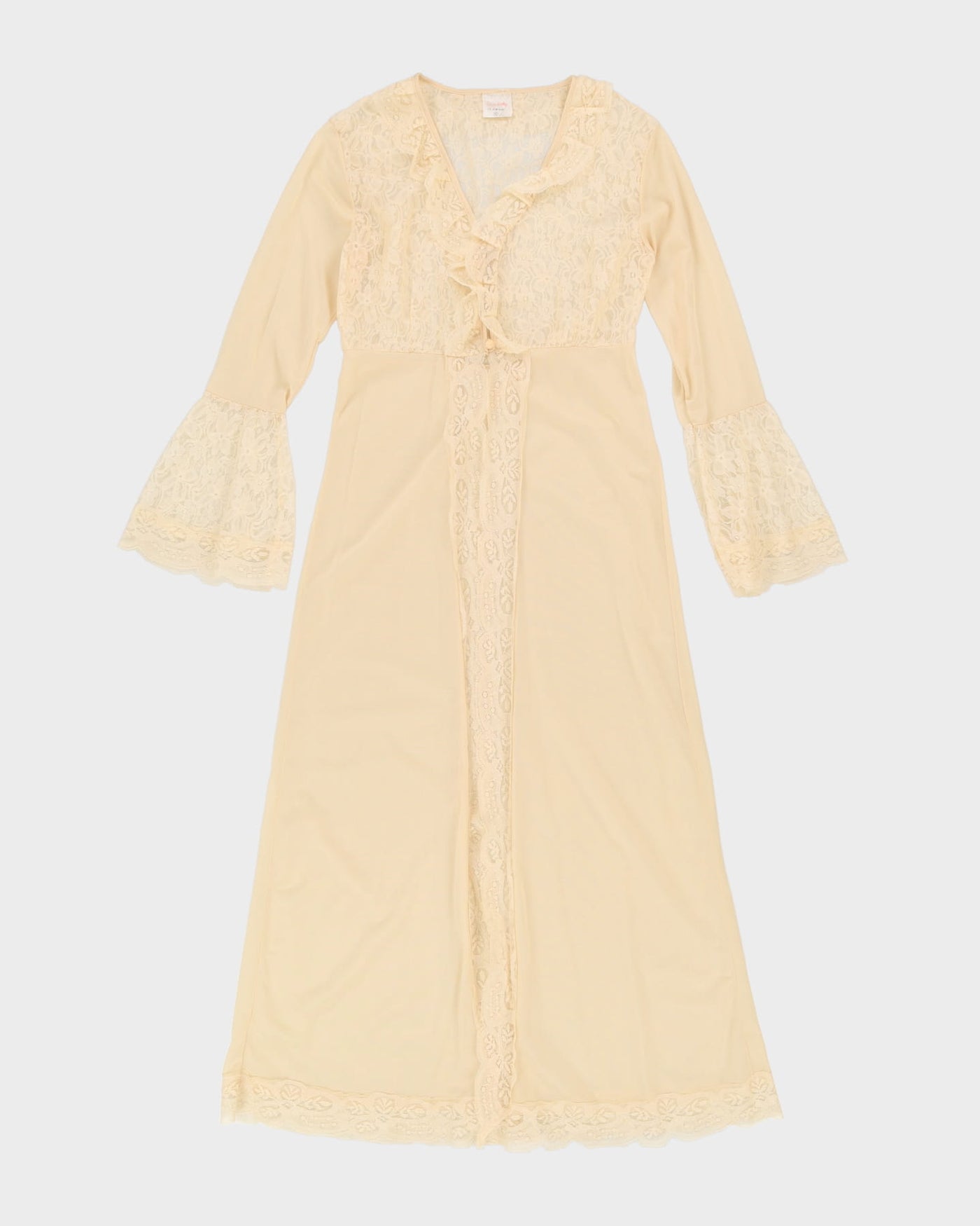 Vintage 1970s Beige Peignoir Dressing Gown - S