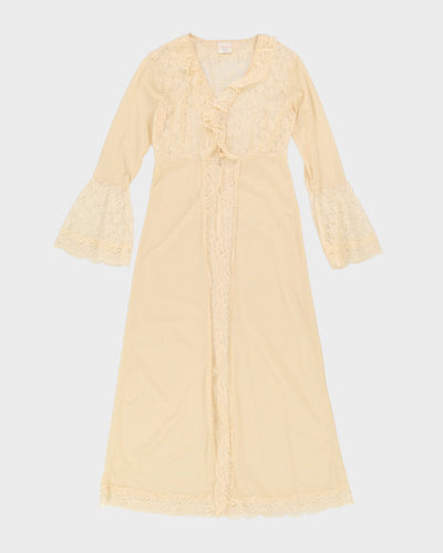 Vintage 1970s Beige Peignoir Dressing Gown - S