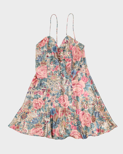 Vintage Victoria's Secret Pink And Green Patterned Slip Dress - M
