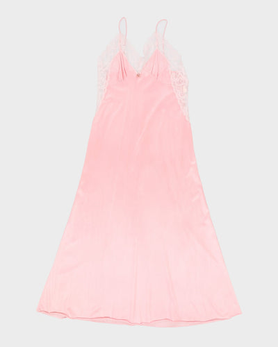 Vintage Pink With White Lace Slip Dress - S