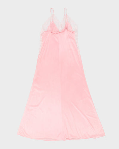 Vintage Pink With White Lace Slip Dress - S