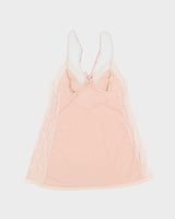 Pink With Cream Lace Lingerie Slip Dress - M