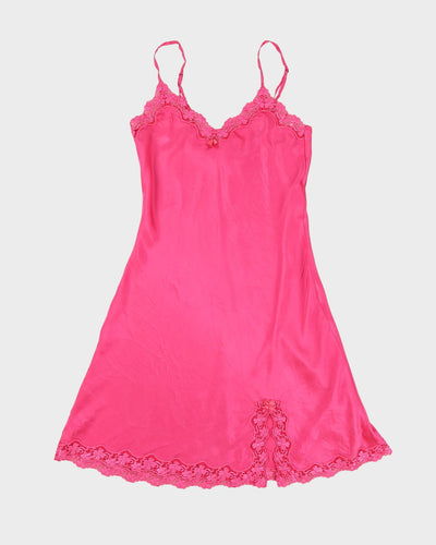 Y2K Pink With Lace Lingerie Slip Dress - S