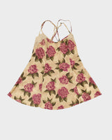 Vintage Lilac With Rose Pattern Lingerie Slip Dress - S