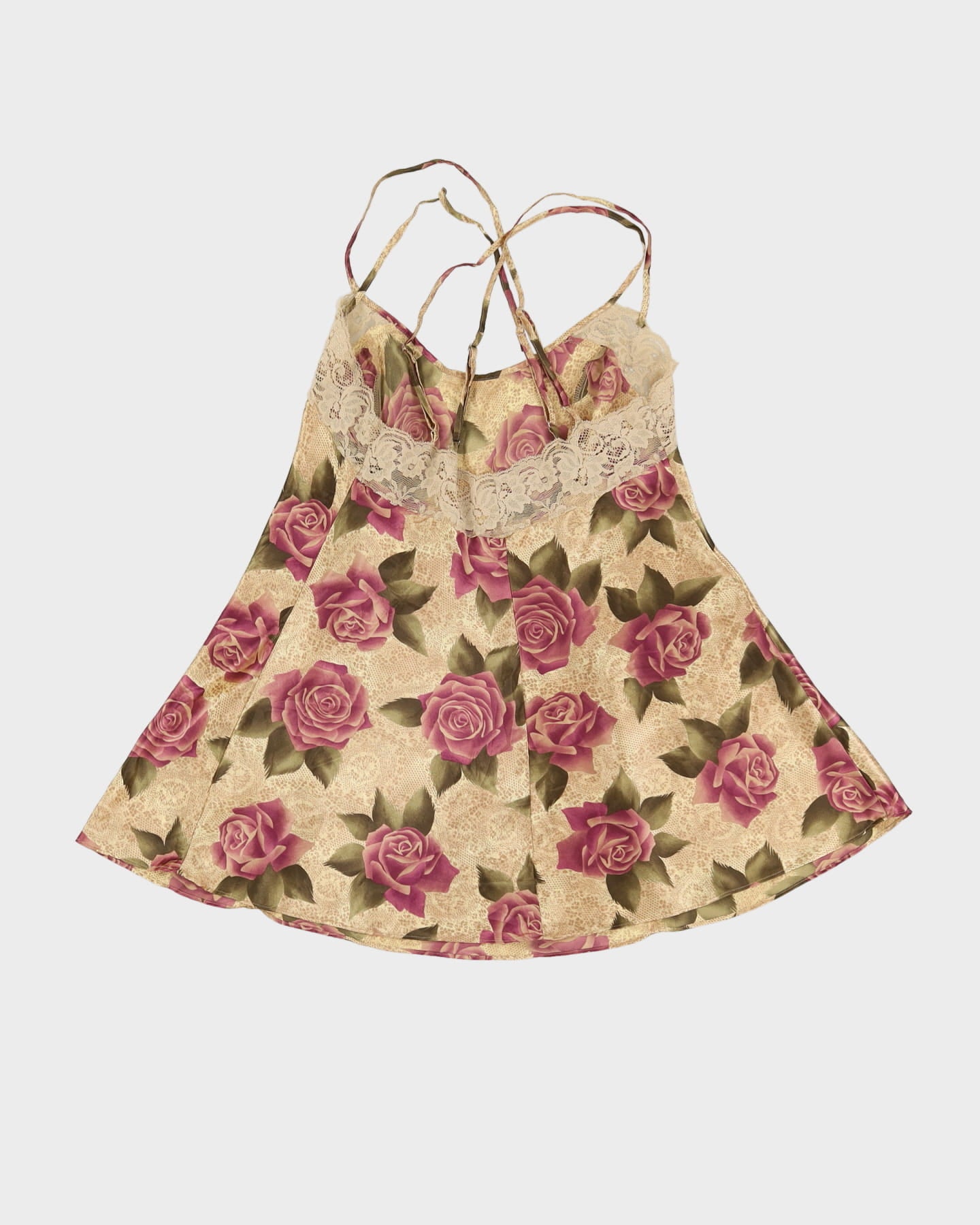 Vintage Lilac With Rose Pattern Lingerie Slip Dress - S