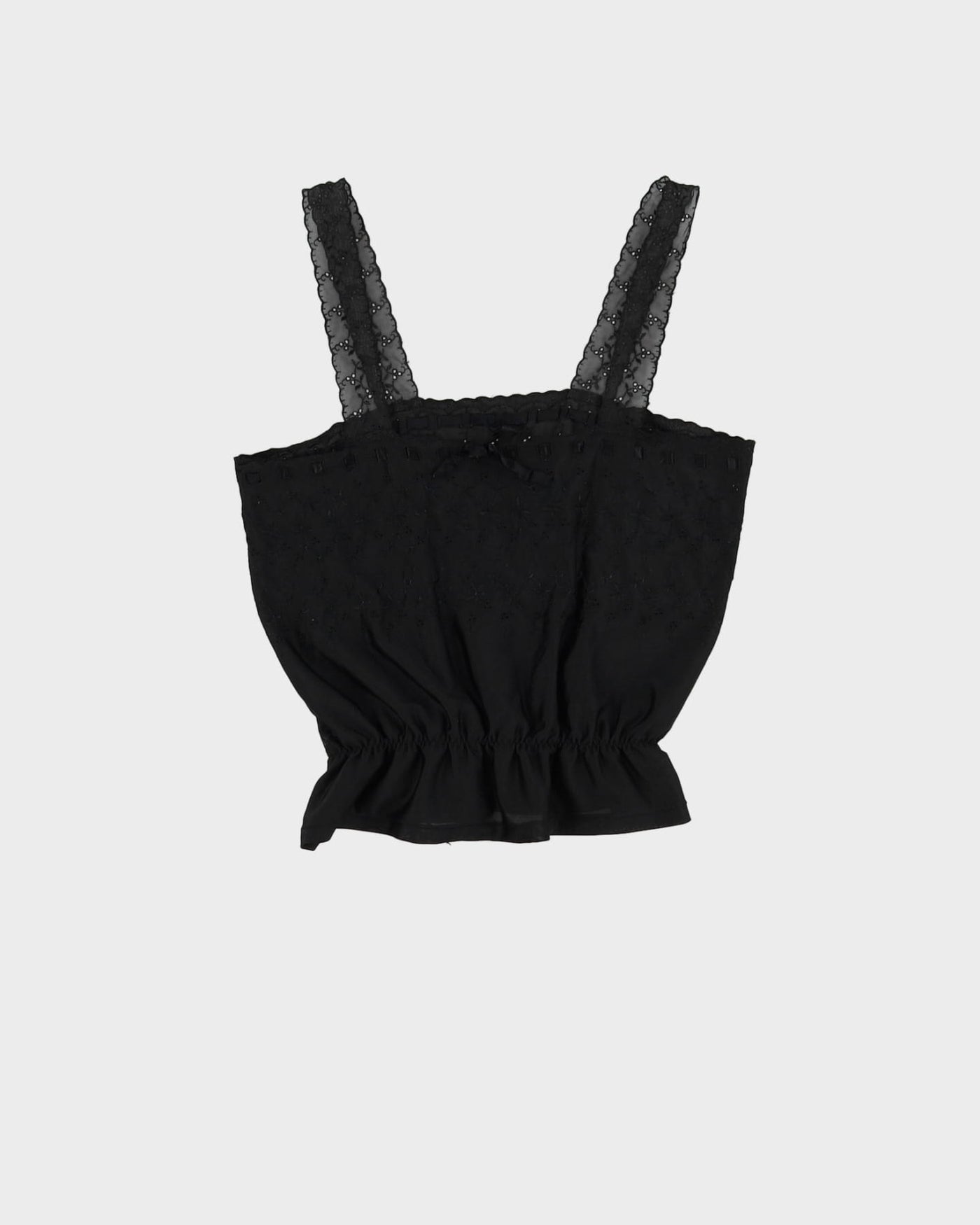 Vintage Black Embroidered Cami Top - XS
