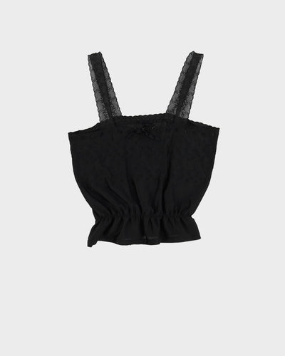 Vintage Black Embroidered Cami Top - XS