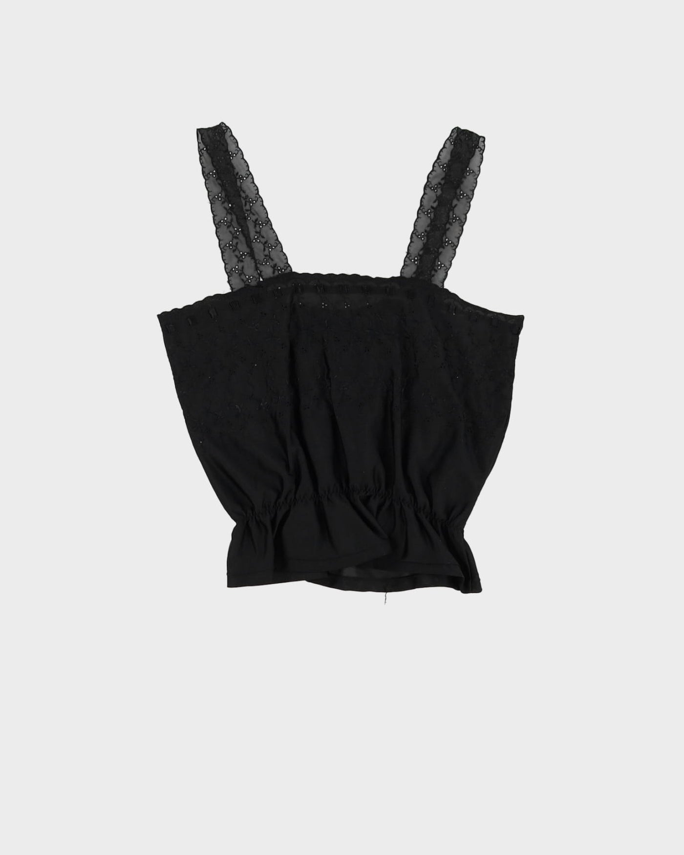 Vintage Black Embroidered Cami Top - XS