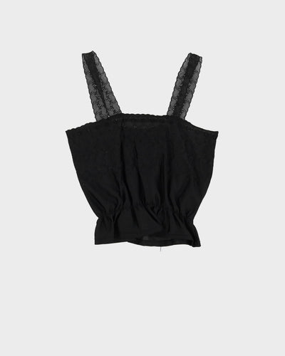 Vintage Black Embroidered Cami Top - XS