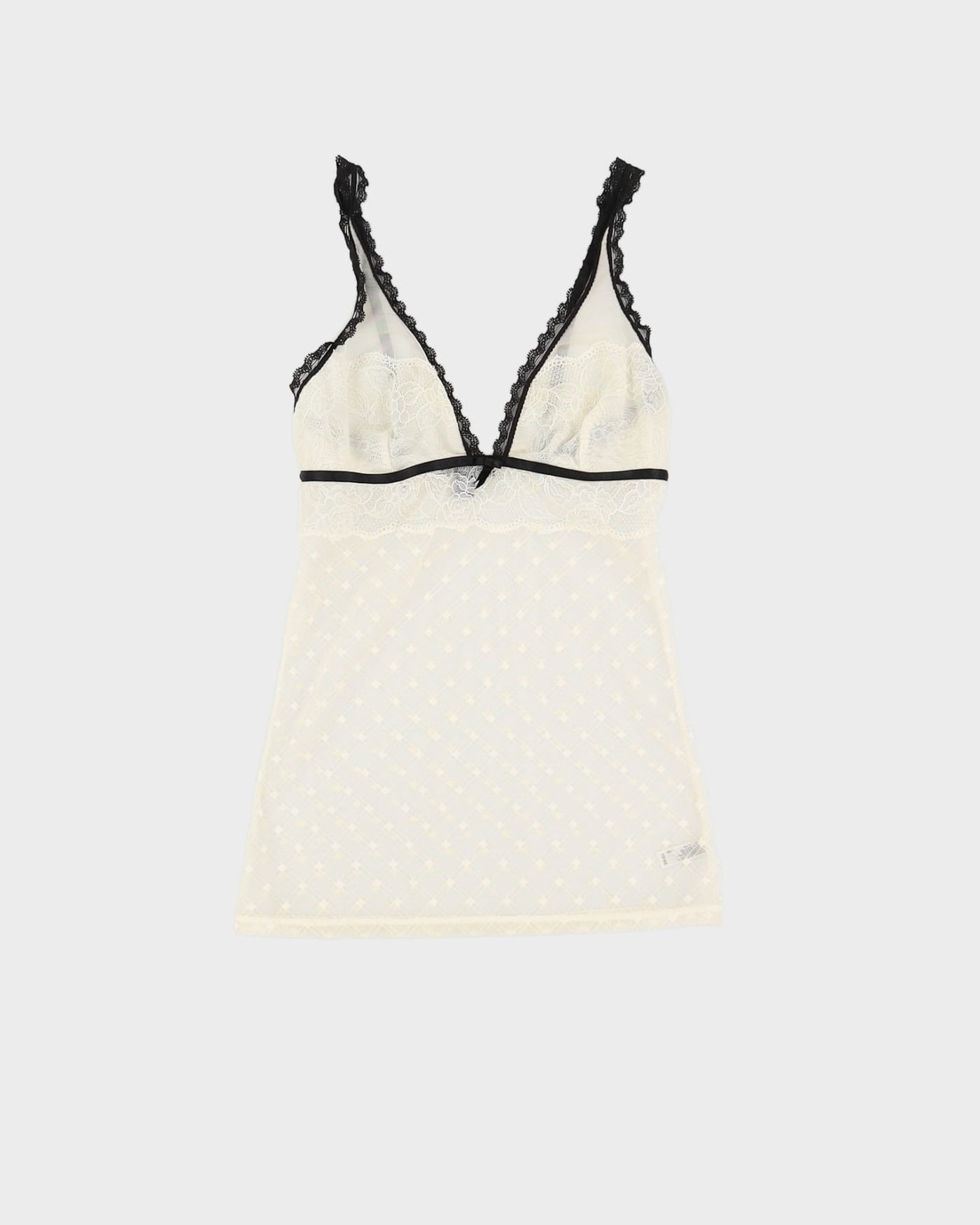 Y2K Cream Lace Cami Top - XXXS