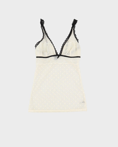 Y2K Cream Lace Cami Top - XXXS