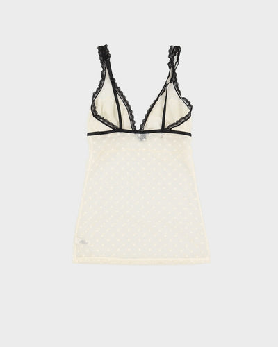 Y2K Cream Lace Cami Top - XXXS