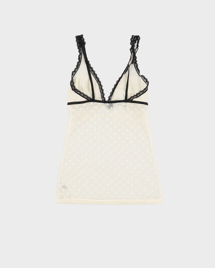 Y2K Cream Lace Cami Top - XXXS