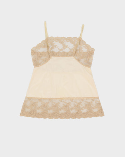 Vintage 1980s Beige Lace Cami Top - S