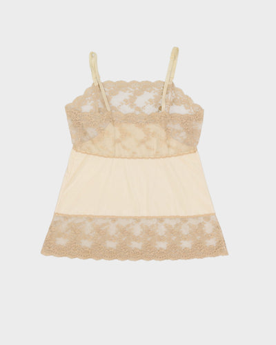 Vintage 1980s Beige Lace Cami Top - S