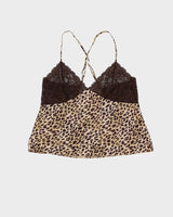 Y2K Leopard Print Lace Cami Top - S