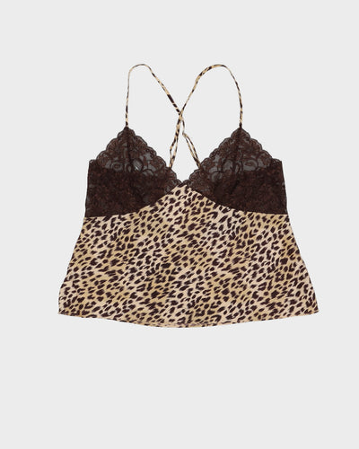 Y2K Leopard Print Lace Cami Top - S
