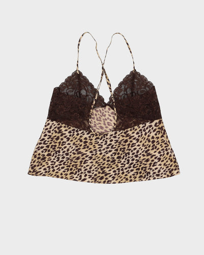 Y2K Leopard Print Lace Cami Top - S