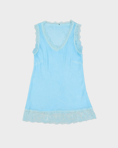 Vintage Blue Lace Detailed Slip Dress - L