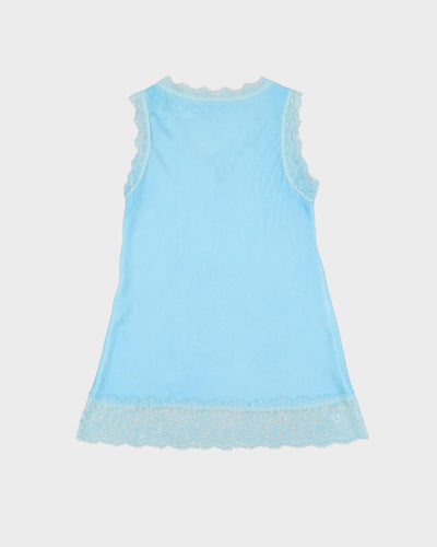 Vintage Blue Lace Detailed Slip Dress - L