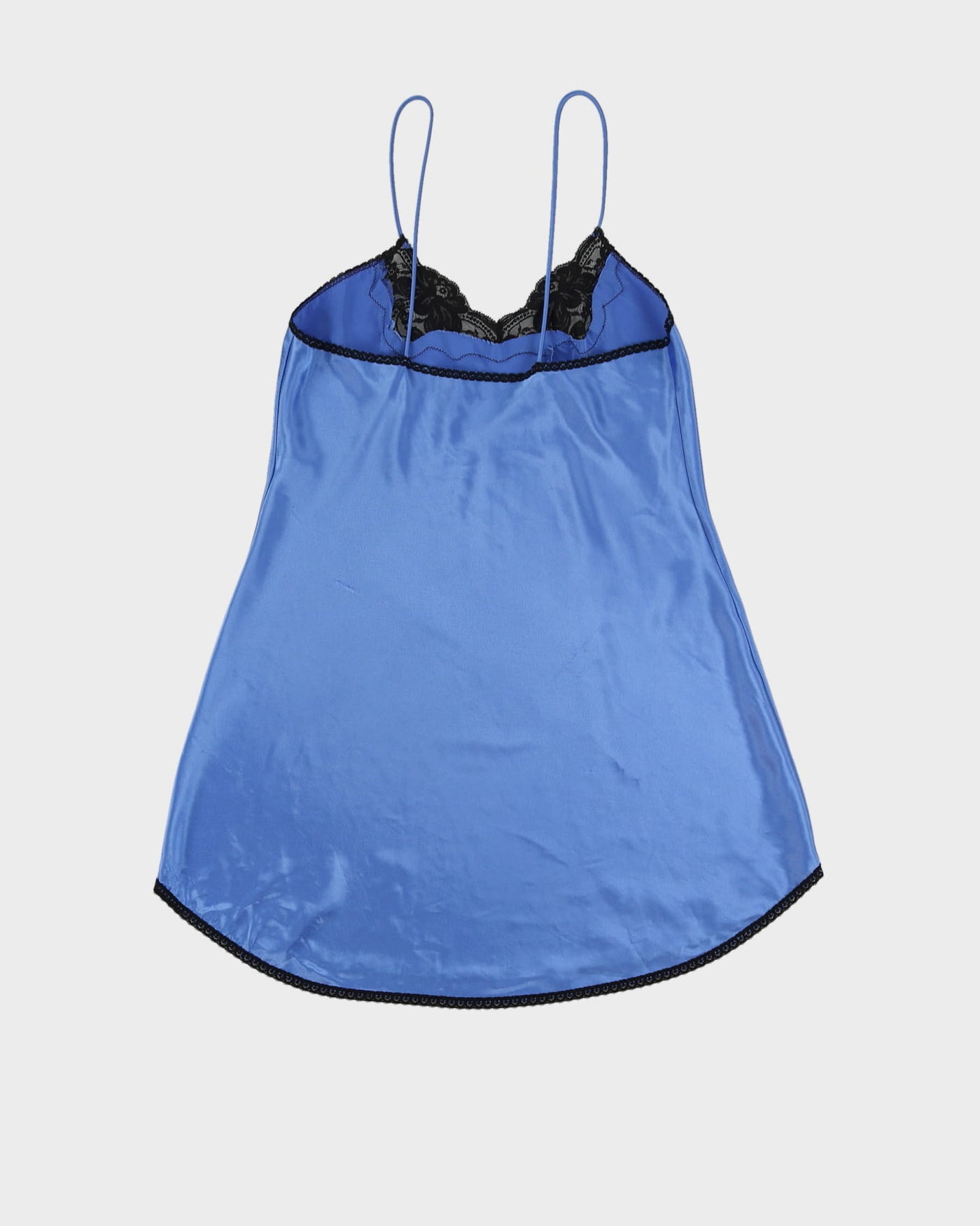 Vintage Blue With Black Lace Detailed Slip Dress - M
