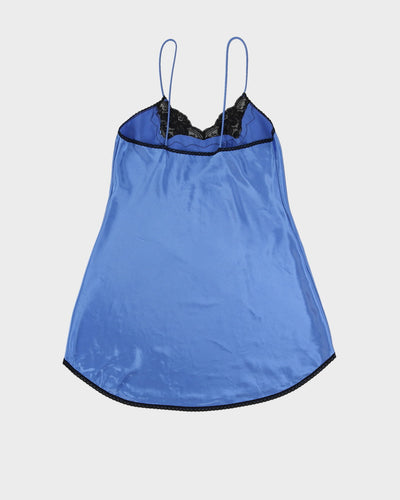 Vintage Blue With Black Lace Detailed Slip Dress - M