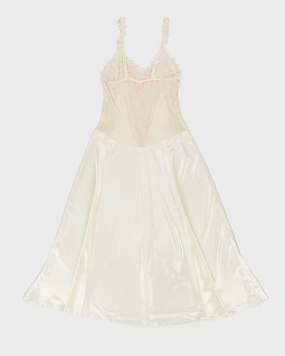Y2K Cream Lace Slip Dress - S