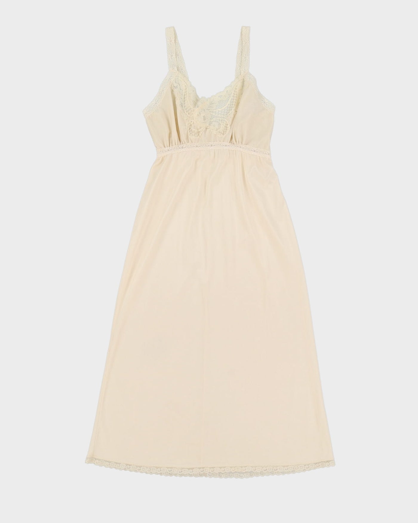 Vintage 1990s Cream Lace Slip Dress - S