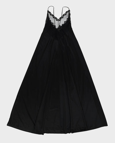 Vintage 1980s Black Lace Detailed Slip Dress - S