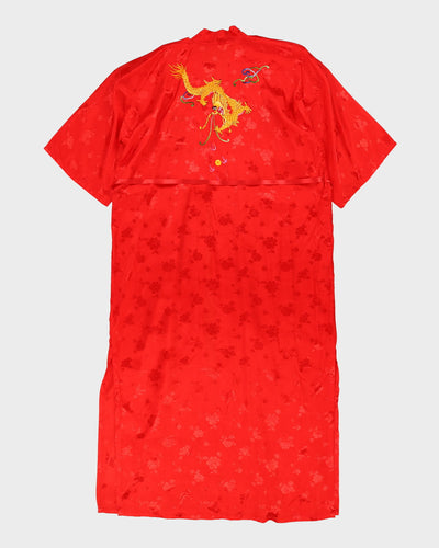 Red With Dragon Embroidery Dressing Gown - L