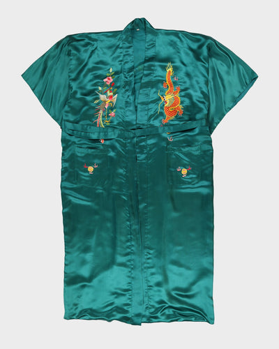 Green With Dragon Embroidery Dressing Gown - L