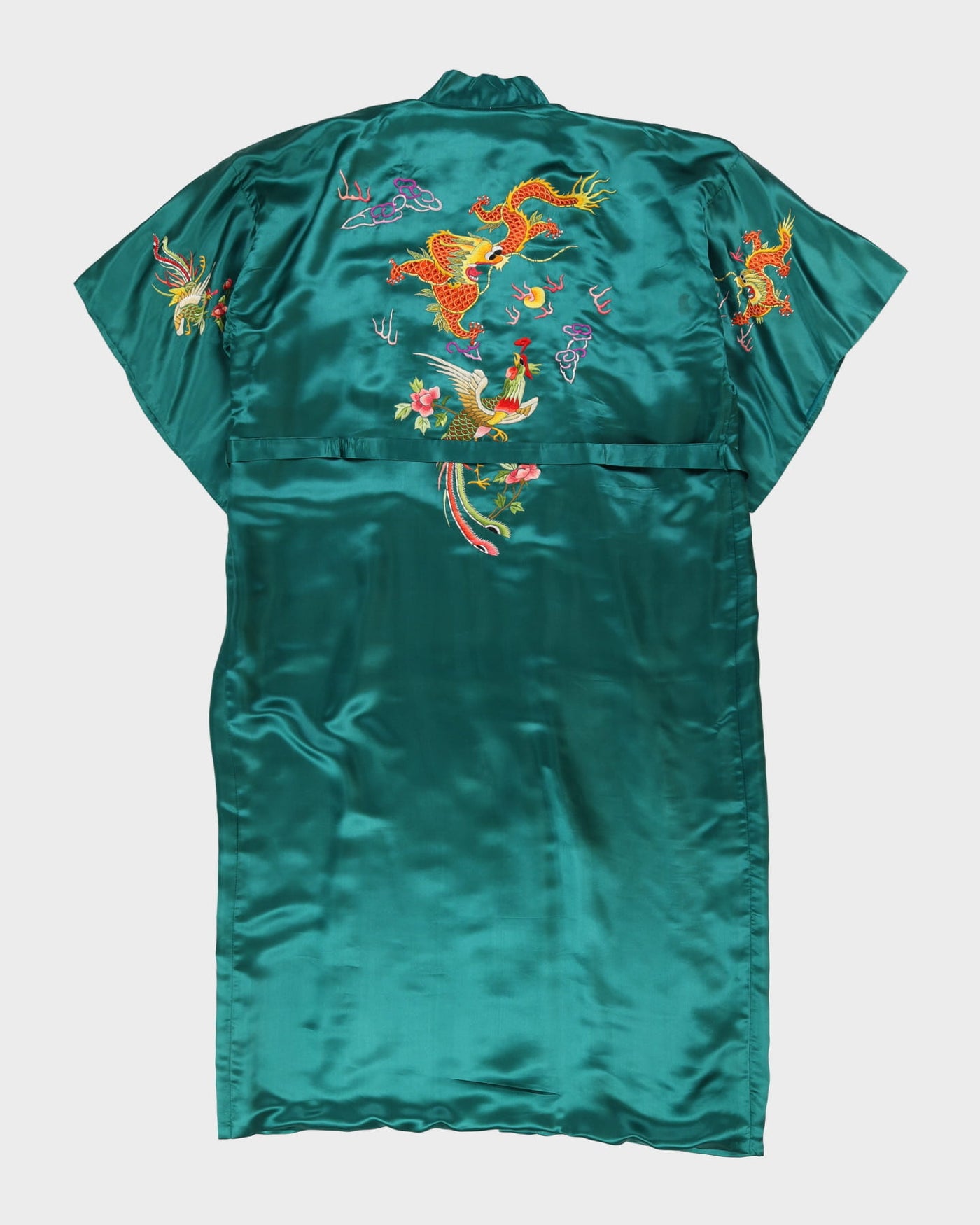 Green With Dragon Embroidery Dressing Gown - L